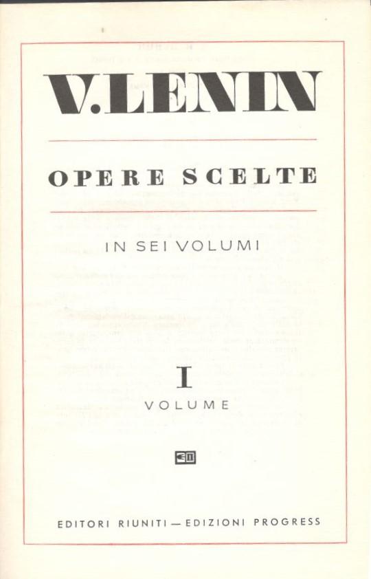 Opere scelte - volume I - copertina