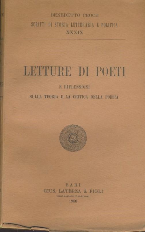 Letture di poeti e riflessioni sulla teoria e la critica della poesia - copertina