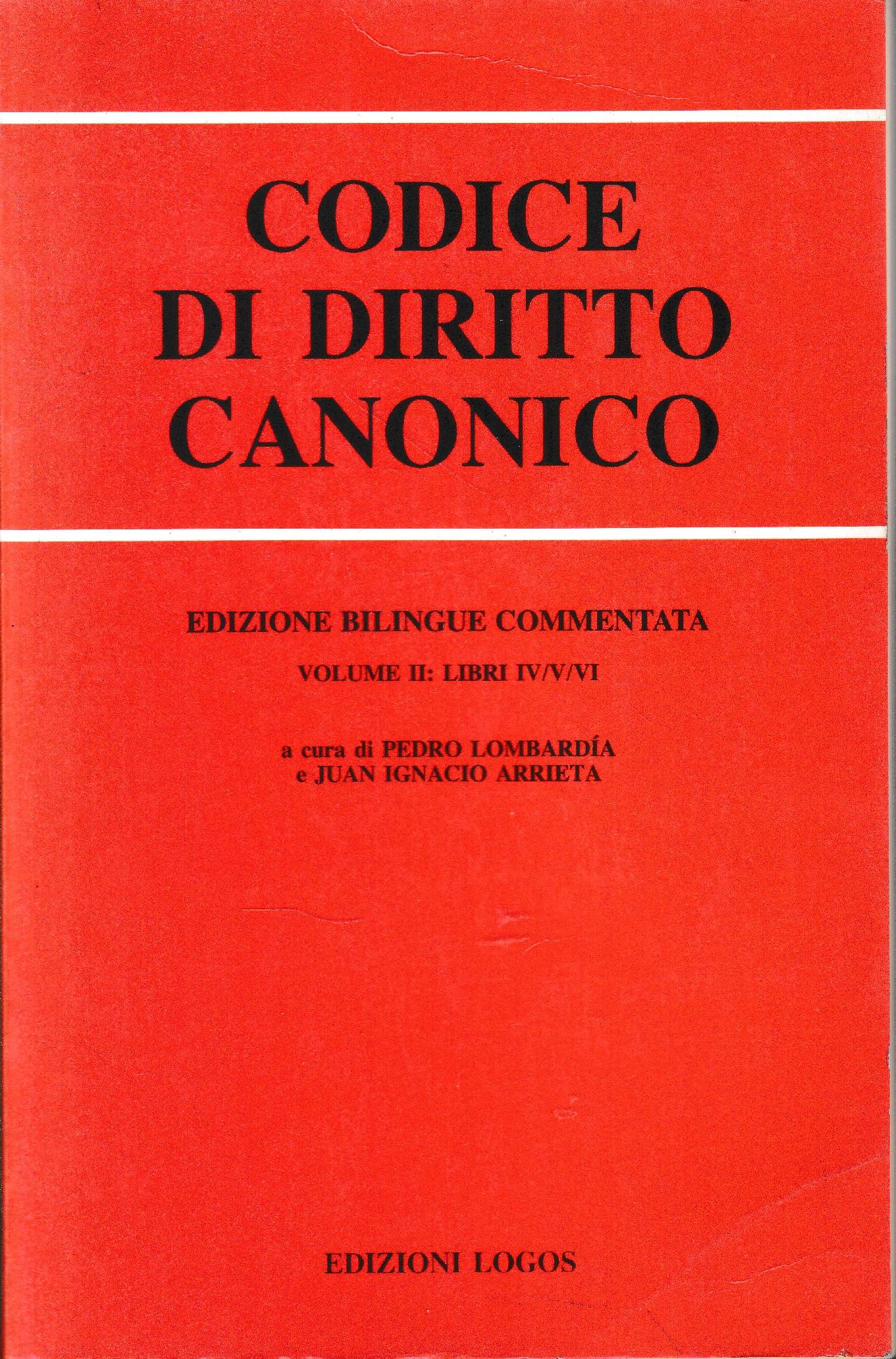 Codice di Diritto Canonico - II° vol. libri IV/V/VI. Testo Latino e Italiano - copertina