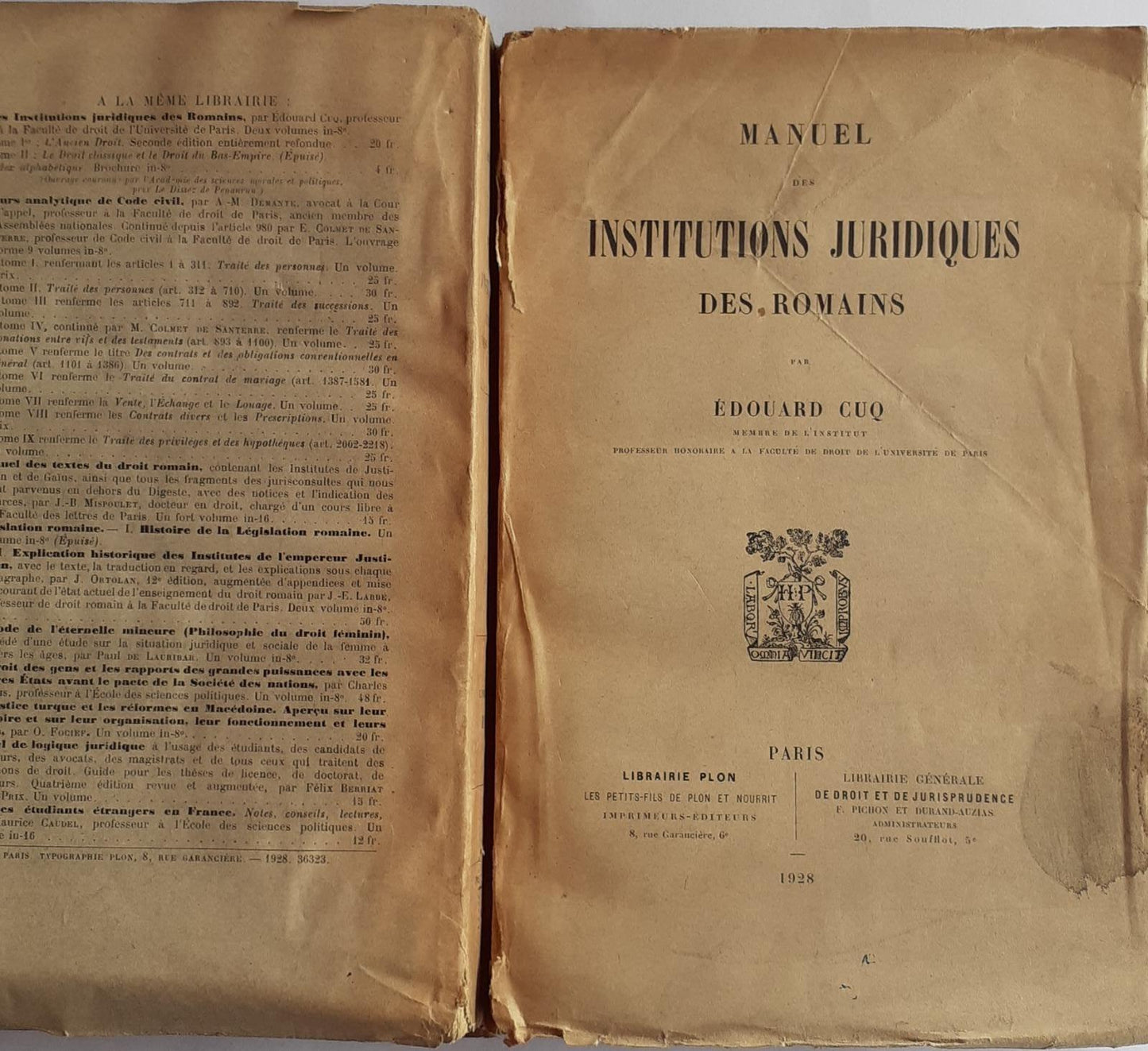 Manuel des Institutions Juridiques Des Romains - copertina