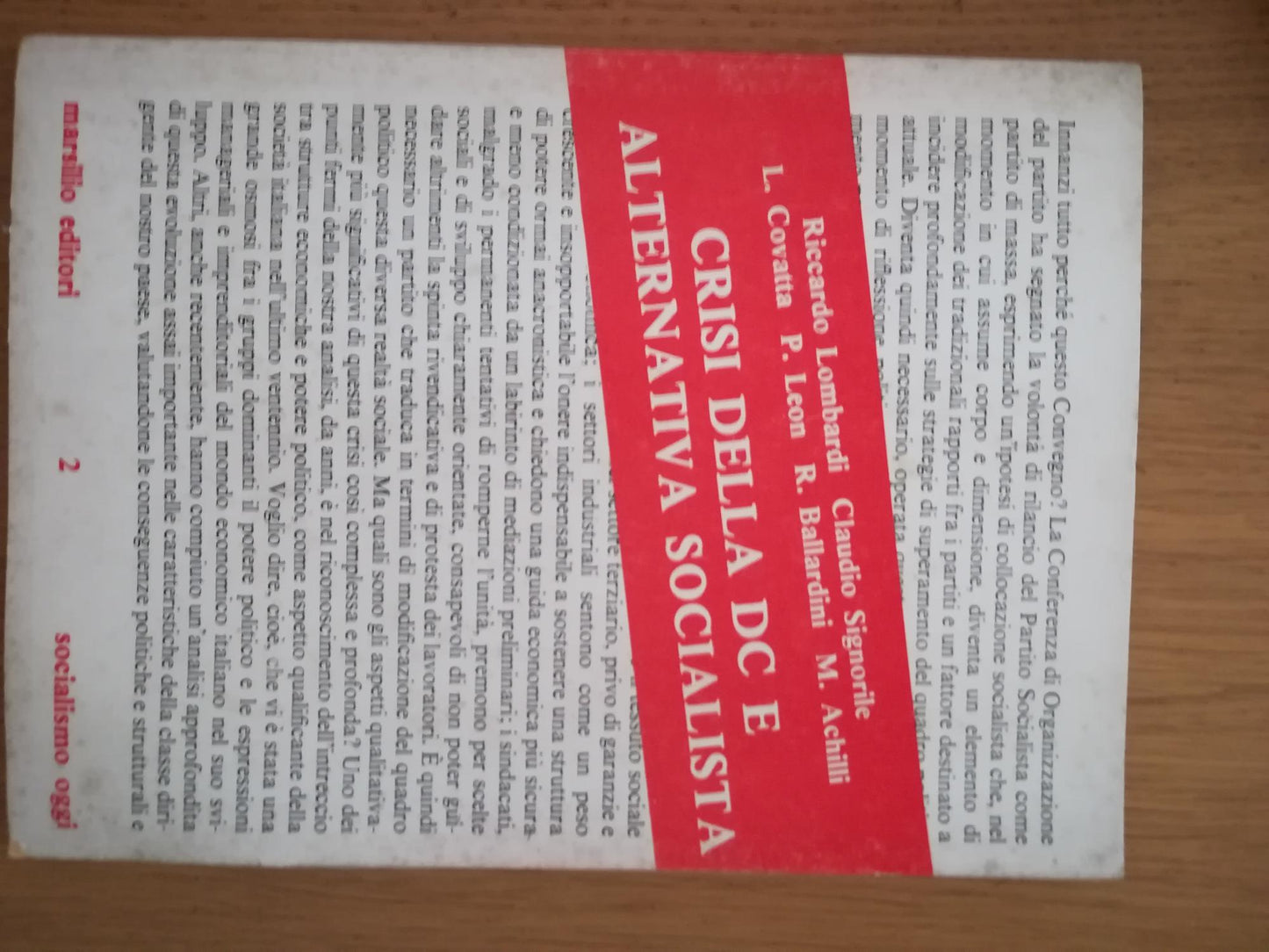 Crisi della DC e alternativa socialista - copertina