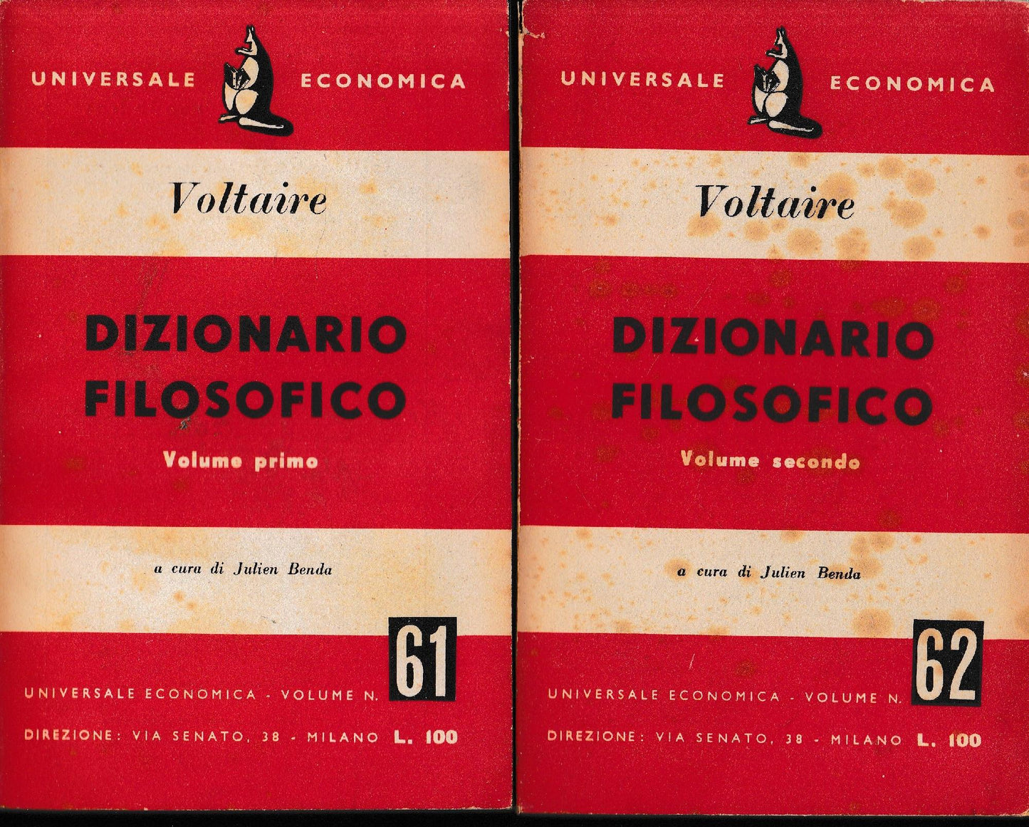 Dizionario Filosofico, due volumi - copertina