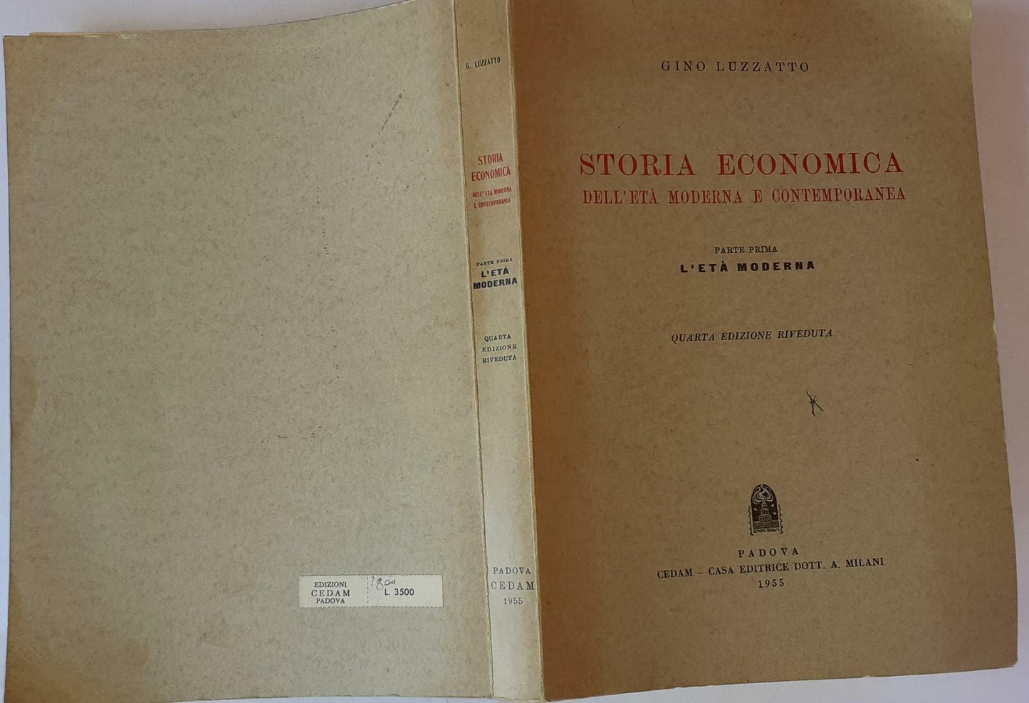 Storia economica dell'eta' moderna e contemporanea Parte prima. - copertina