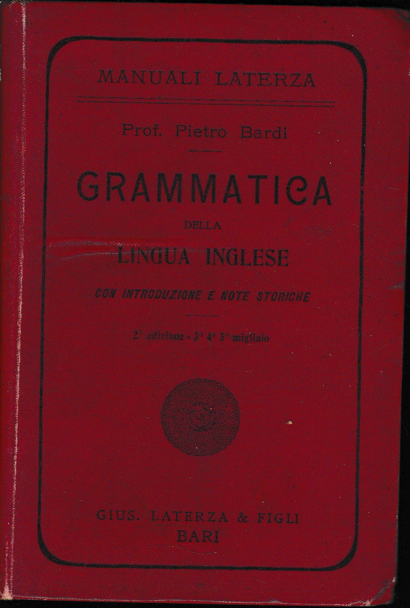 Grammatica della lingua inglese con introduzione e note storiche. - copertina