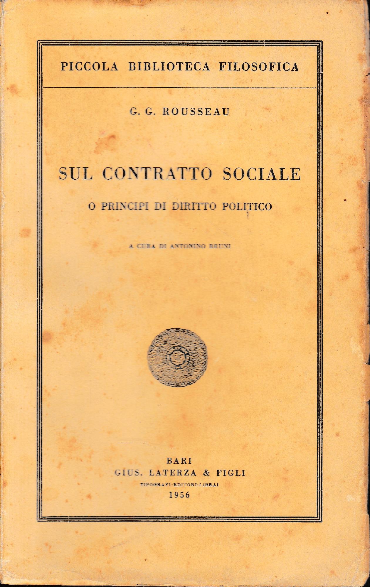 Sul contratto sociale o principi di diritto politico - copertina