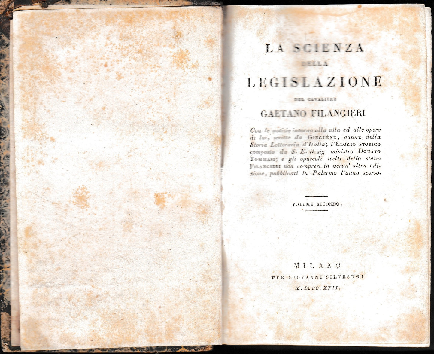 Scienza della legislazione, volume secondo - copertina