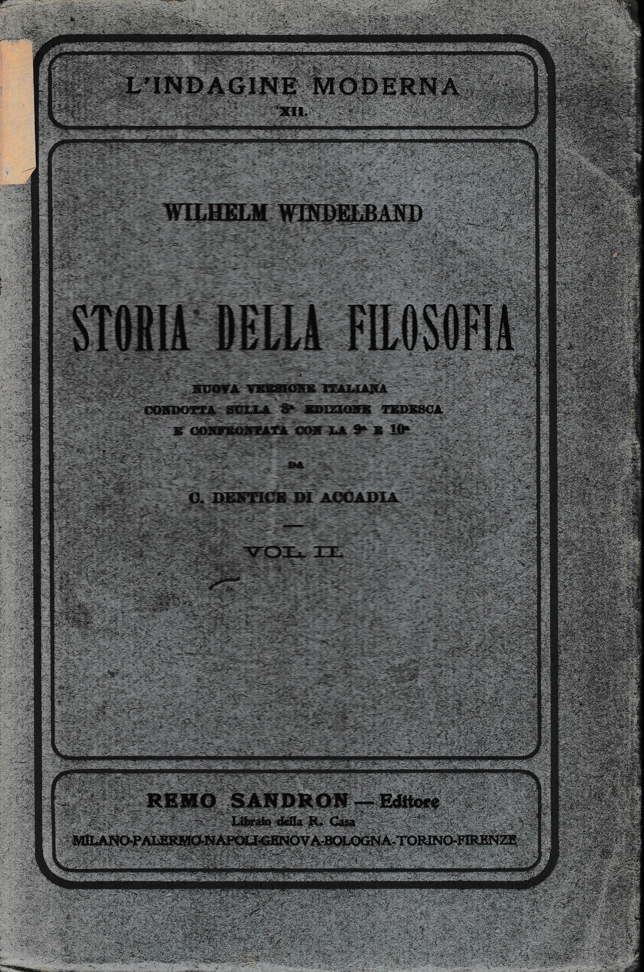 Storia della Filosofia, volume II. - copertina