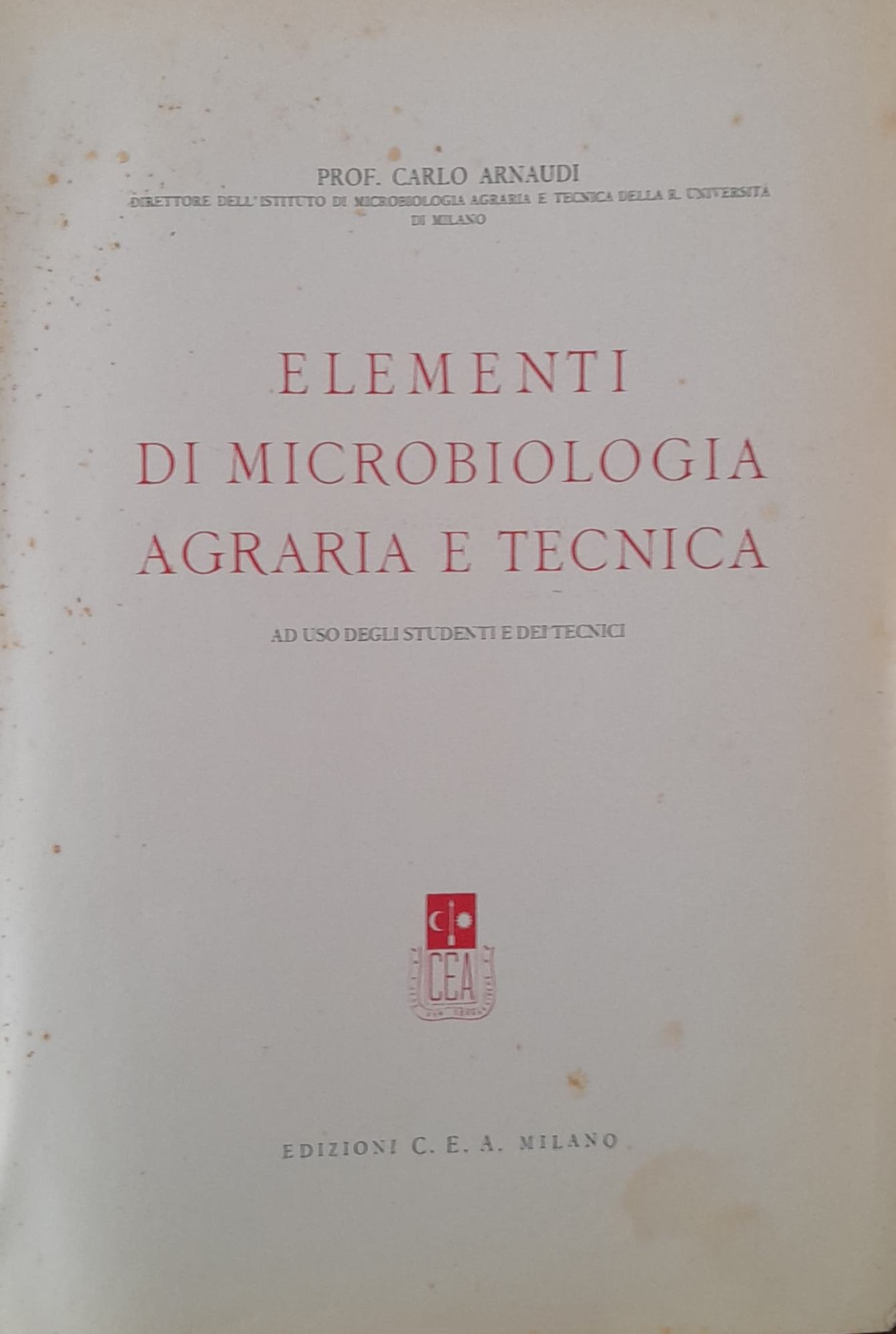 Elementi di microbiologia agraria e tecnica - copertina