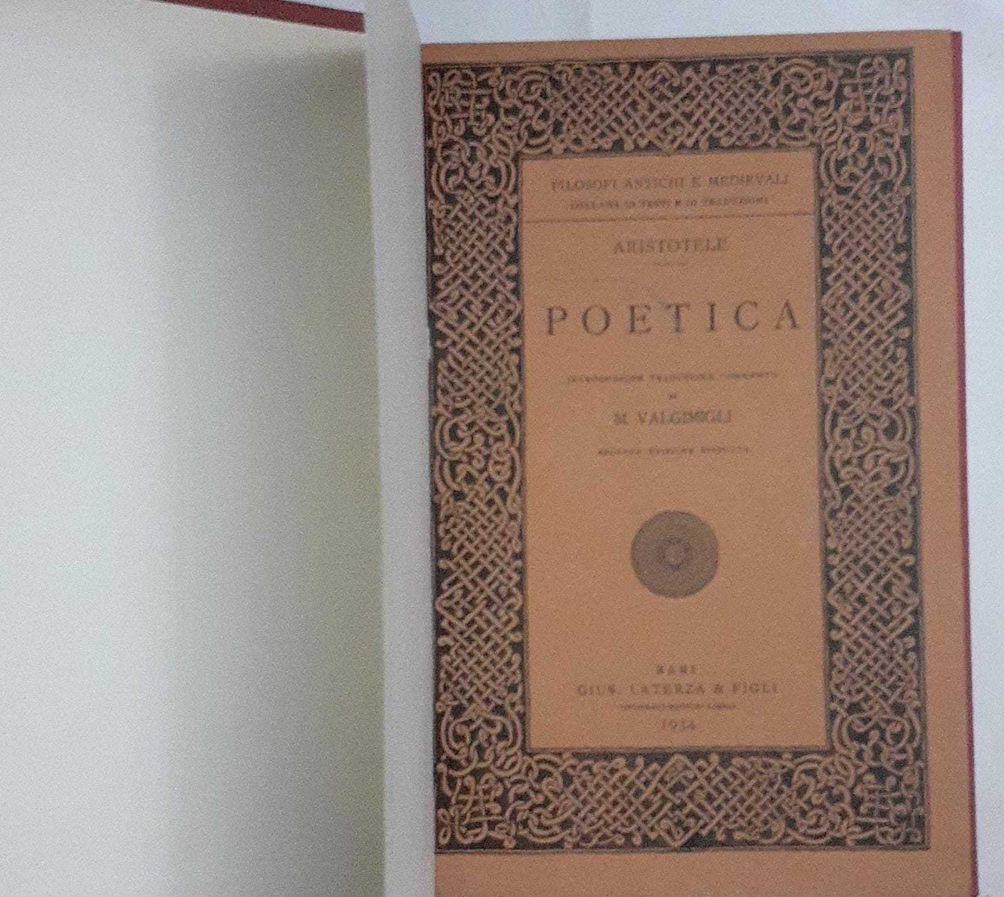 Poetica. Introduzione traduzione commento di M . Valgimigli - copertina