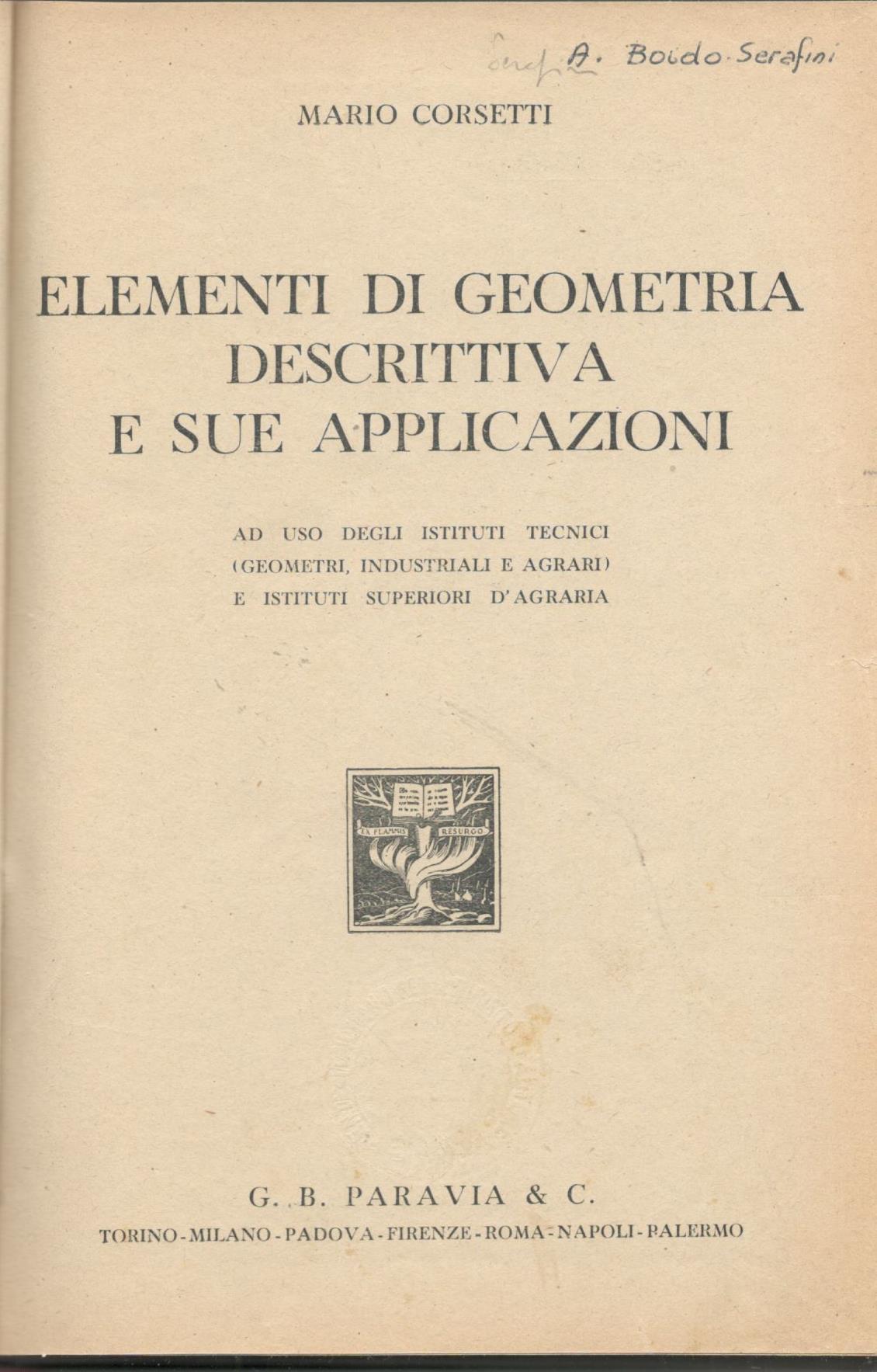 Elementi di geometria descrittiva e sue applicazioni - copertina