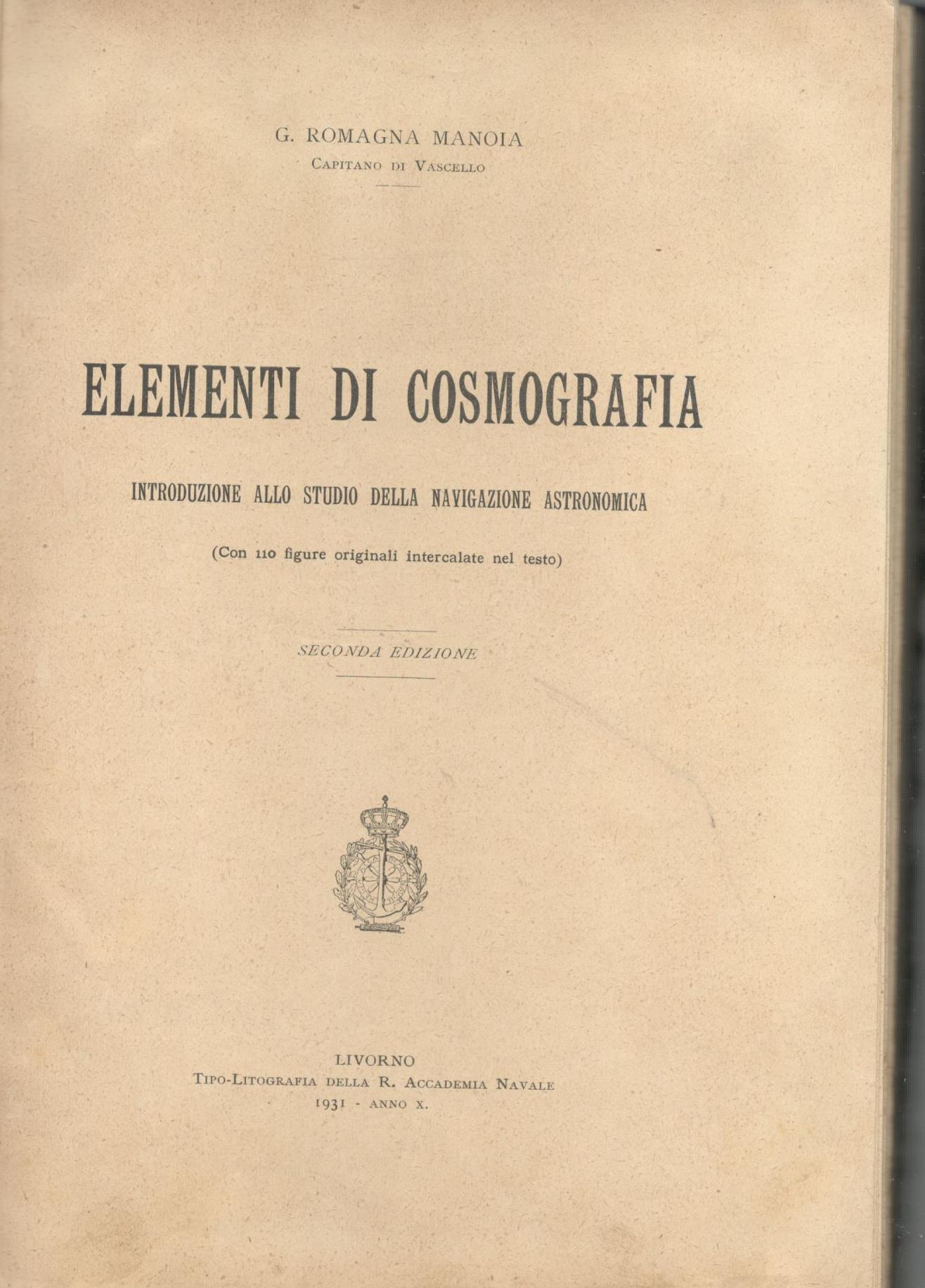 Elementi di cosmografia. Introduzione allo studio della navigazione astronomica - copertina