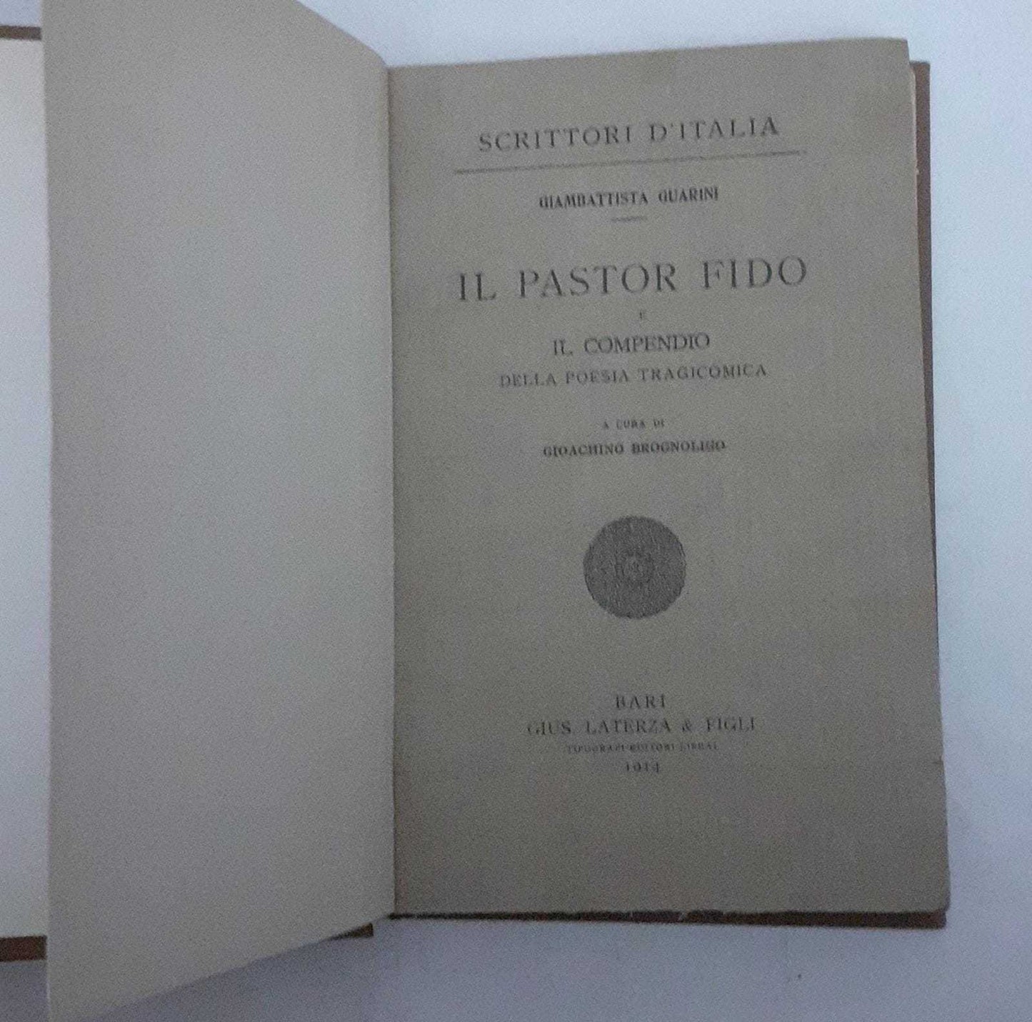 Il pastor fido e il compendio della poesia tragicomica. A cura di Gioachino Brognoligo - copertina