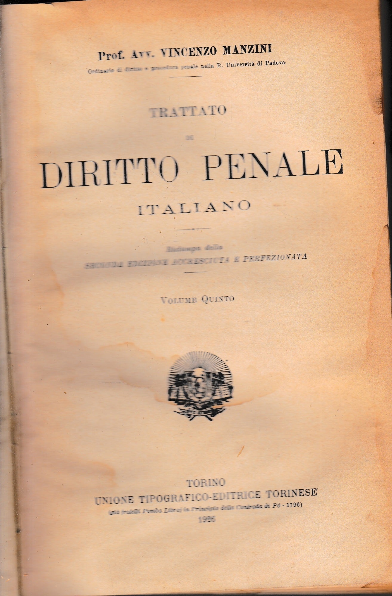 Trattato di Diritto Penale Italiano, vol. 5 - copertina
