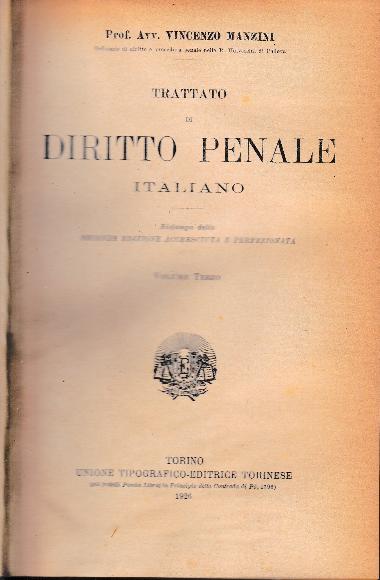 Trattato di Diritto Penale Italiano, vol. 3 - copertina