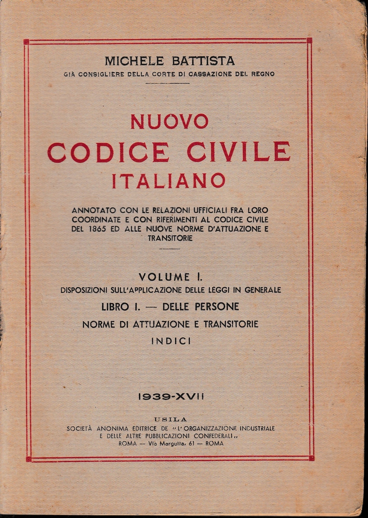 Nuovo Codice Civile Italiano, vol. 1, libro 1: delle persone - copertina