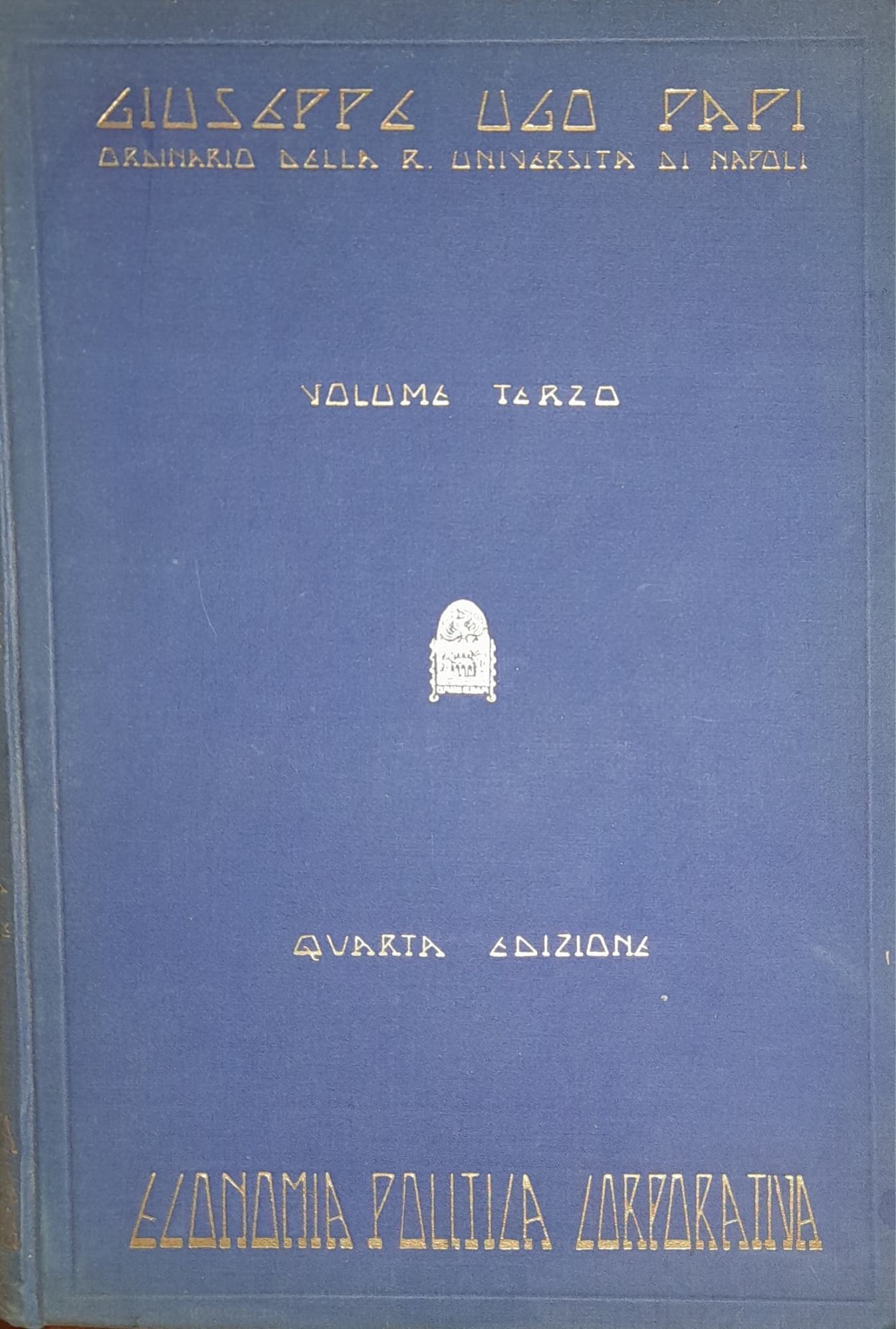 Lezioni di economia corporativa (volume terzo) - copertina