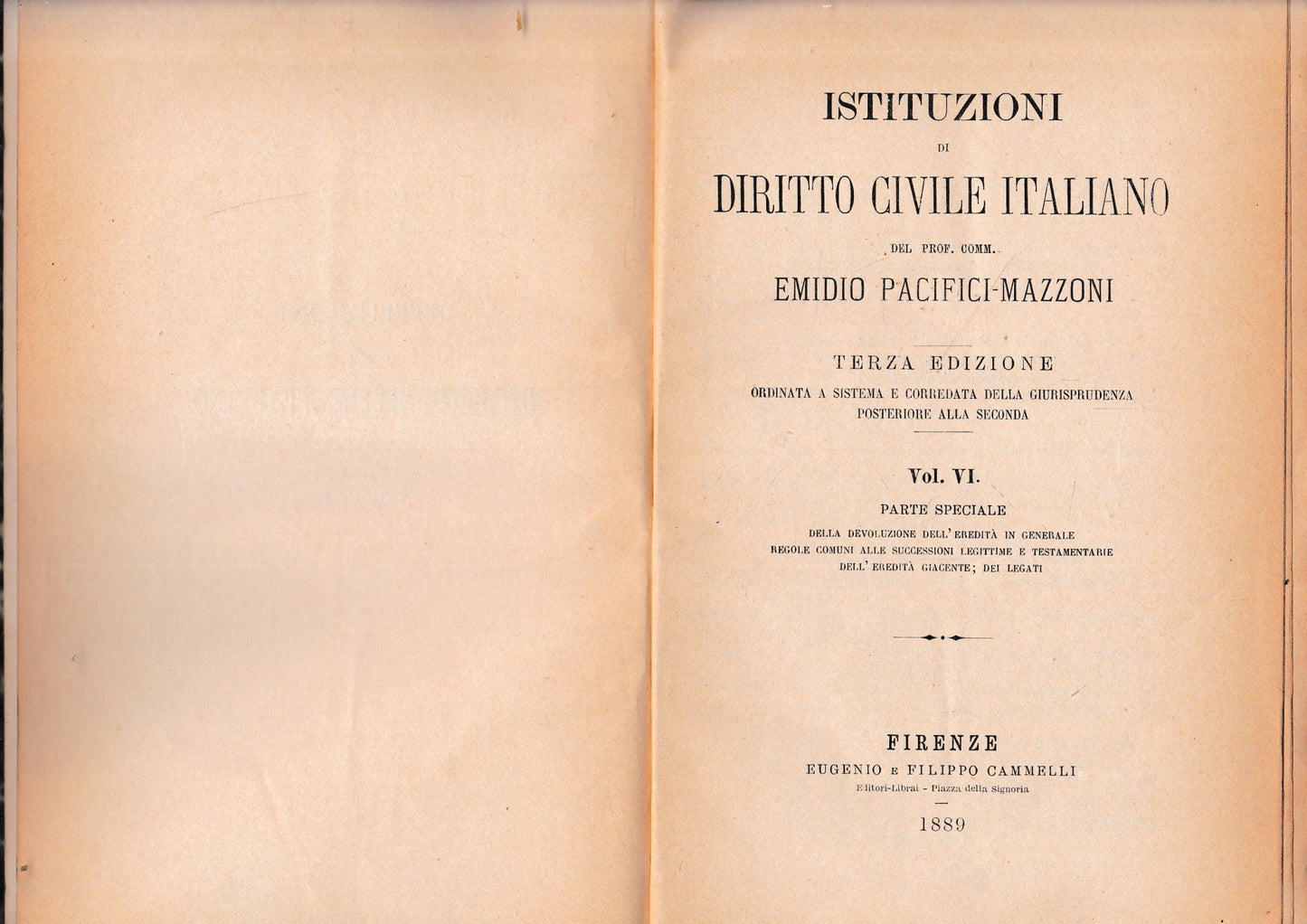 Istituzioni di Diritto Civile Italiano, vol. VI - copertina