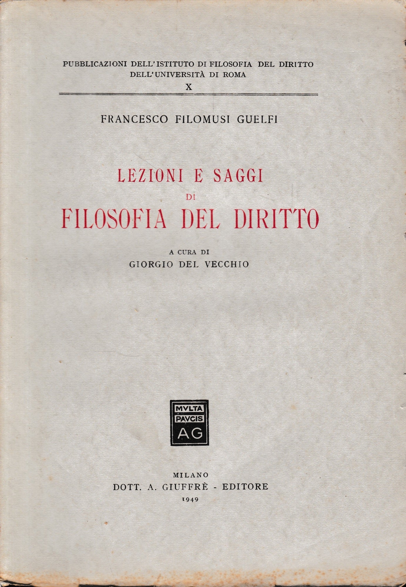 Lezioni e Saggi di Filosofia del Diritto - copertina