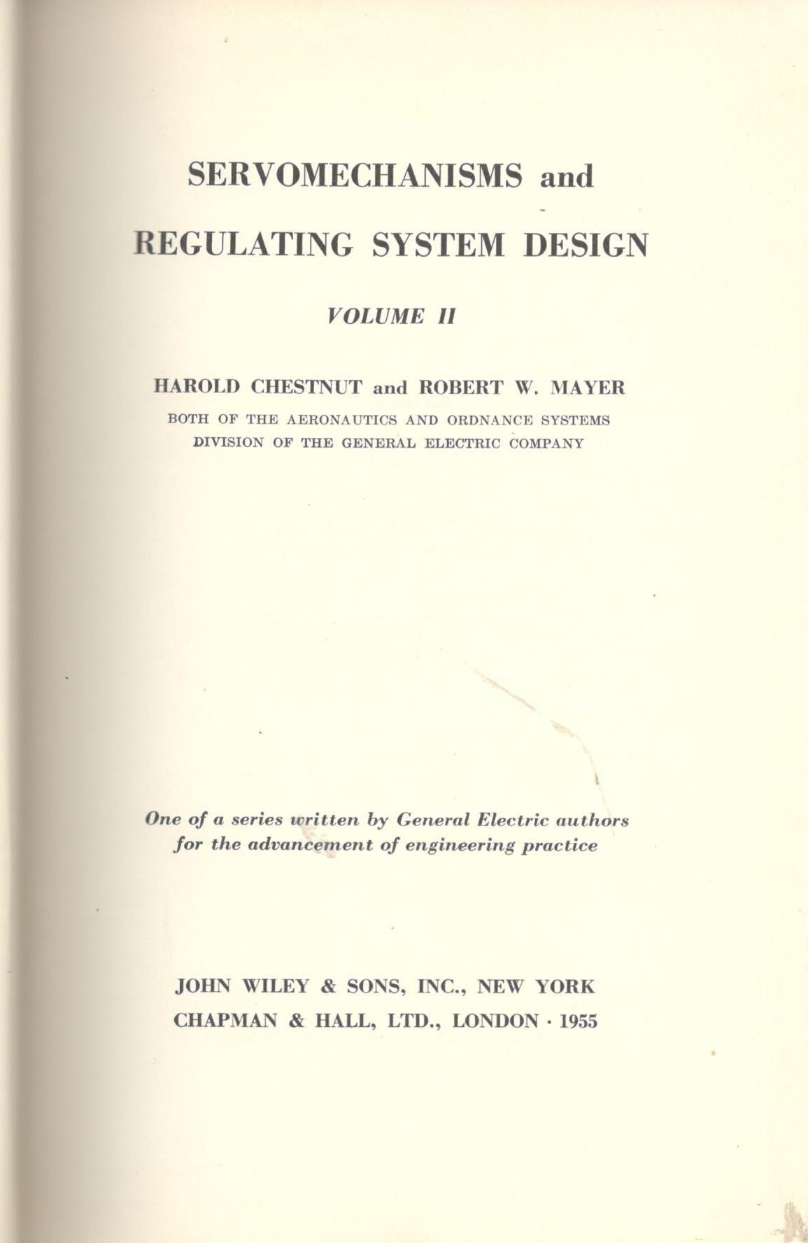 Servomechanims and regulating system design (volume II) - copertina