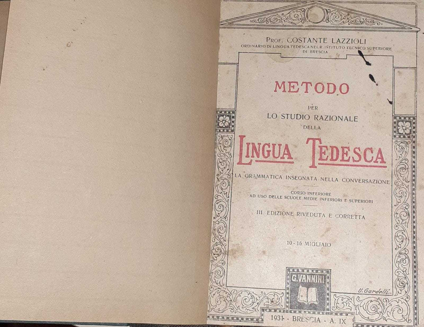 Metodo per lo studio razionale della lingua tedesca. La grammatica insegnata nella conversazione - copertina