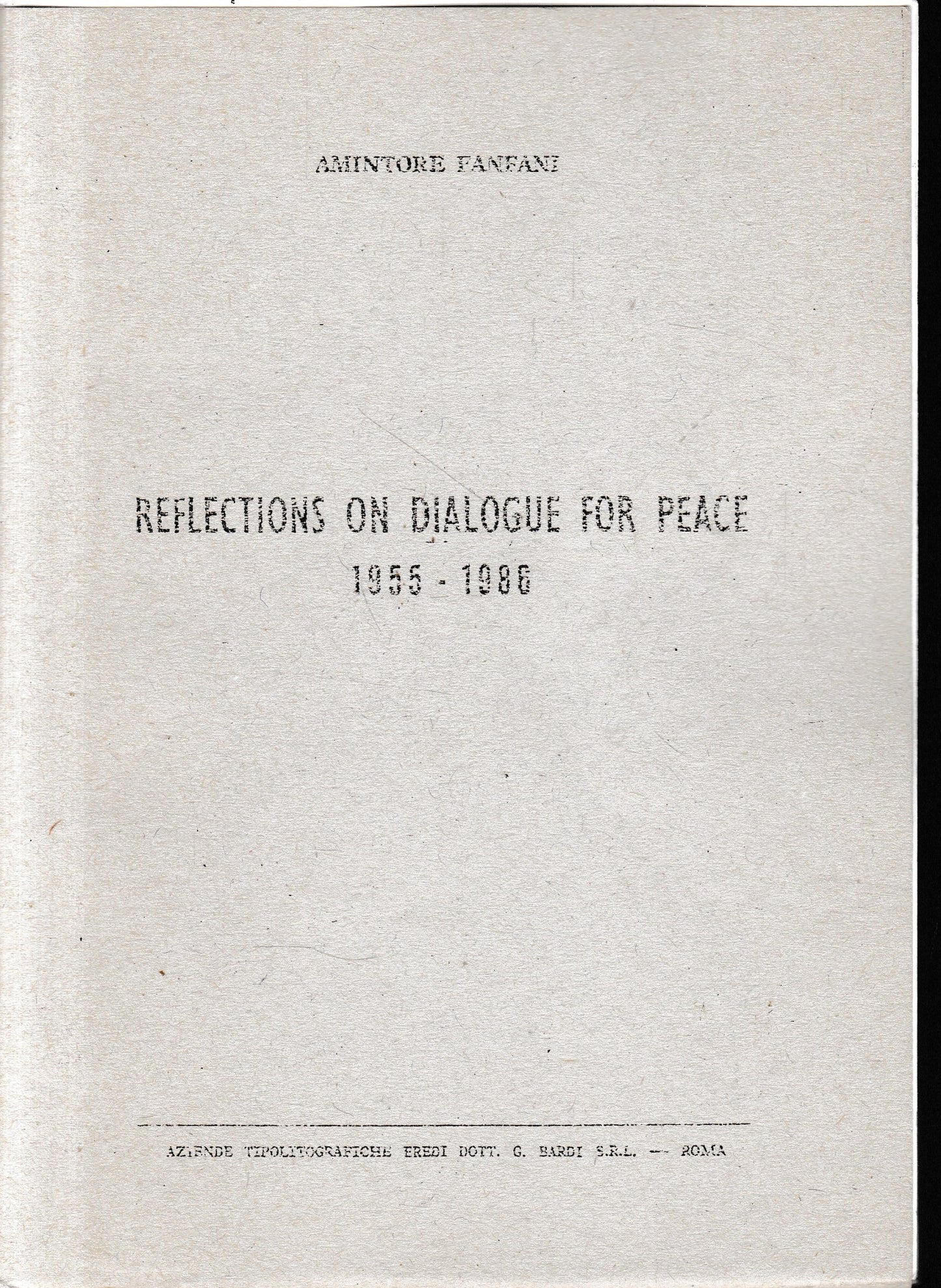Reflections on dialogue for peace 1955-1986 - copertina