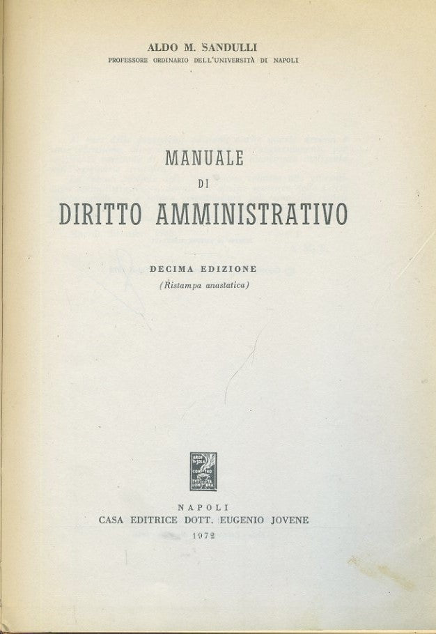 Manuale di diritto amministrativo - copertina