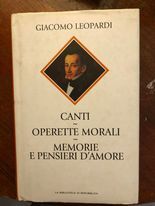 Canti: operette morali- memorie e pensieri d'amore - copertina