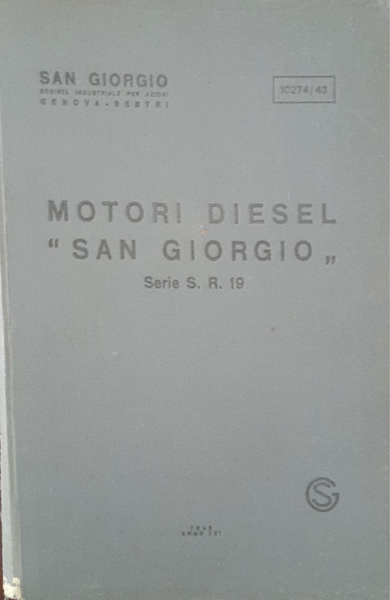 Motori diesel "San Giorgio". Serie S.R. 19 - copertina