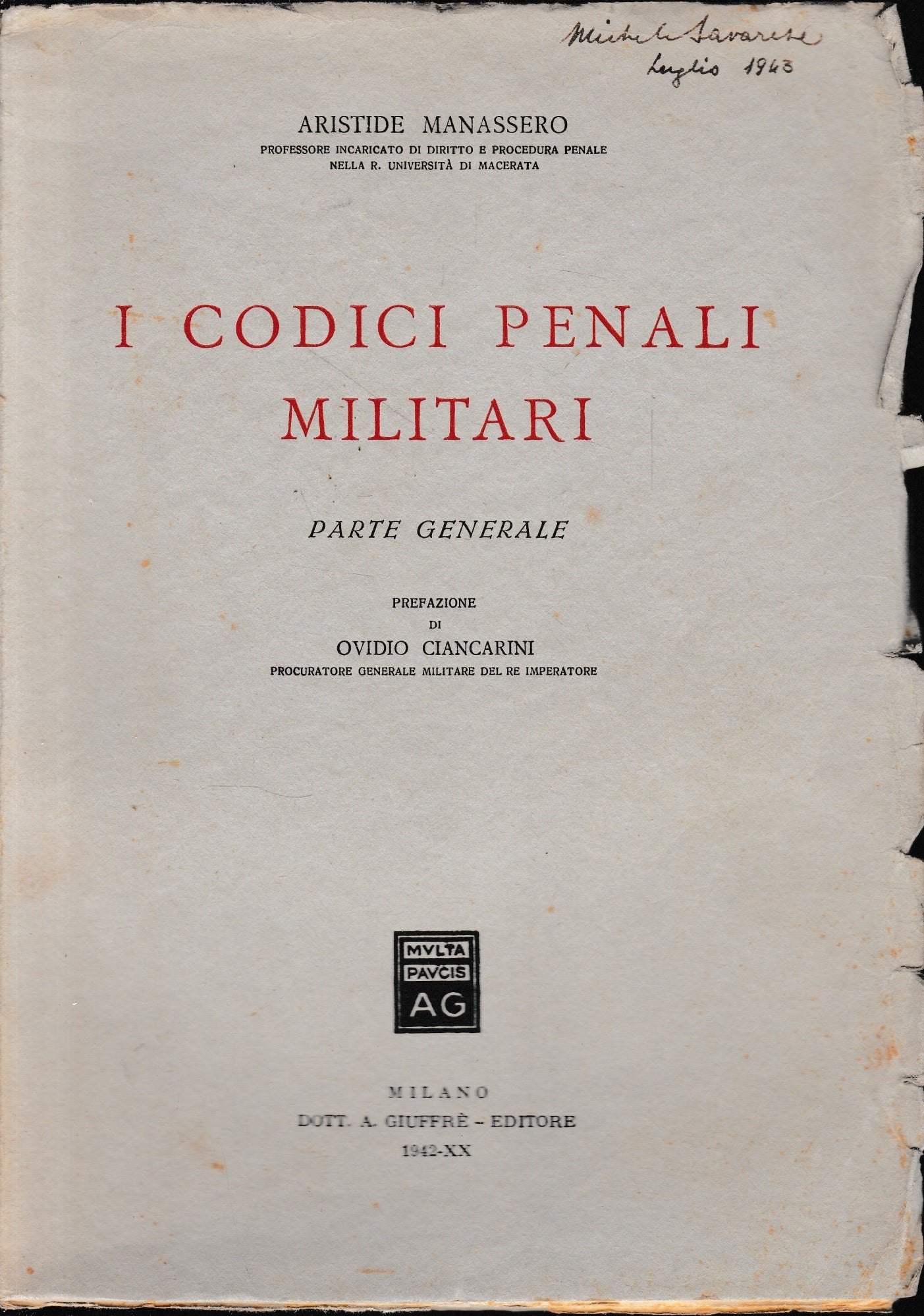 I codici Penali Militari. Parte generale. - copertina