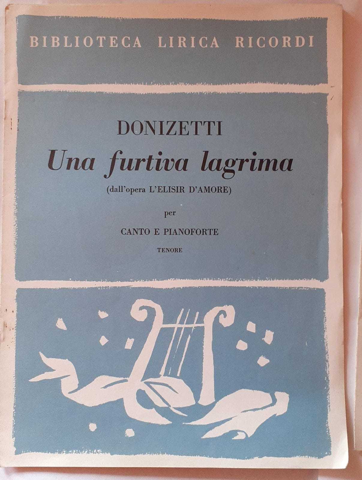 Spartiti Biblioteca lirica ricordi. Una furtiva lagrima (dall'opera L'elisir d'amore) - copertina
