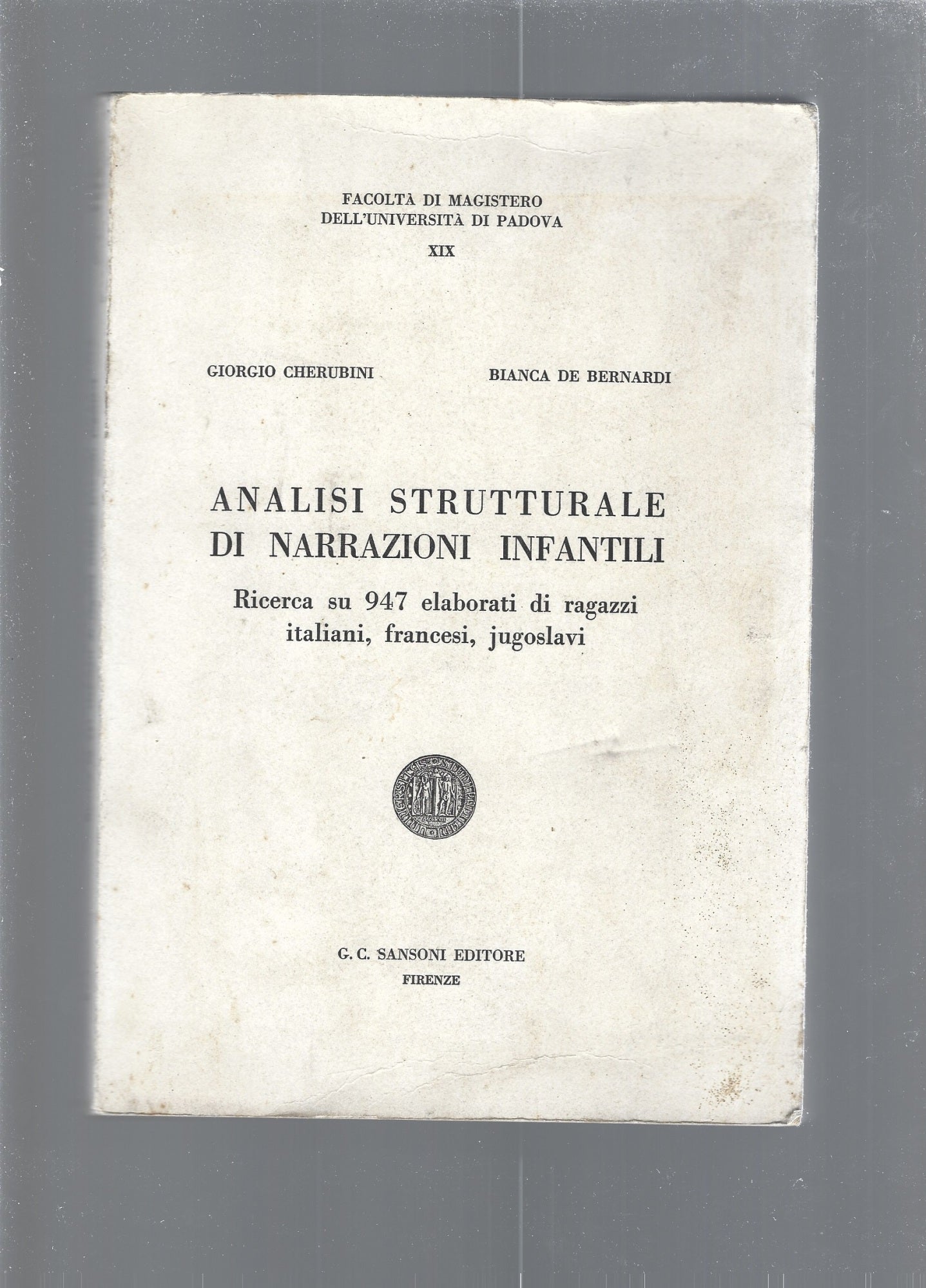 Analisi strutturali di narrazioni infantili - copertina