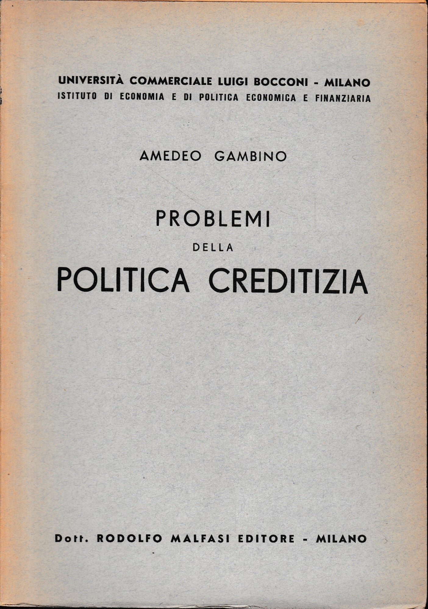 Problemi della politica creditizia - copertina