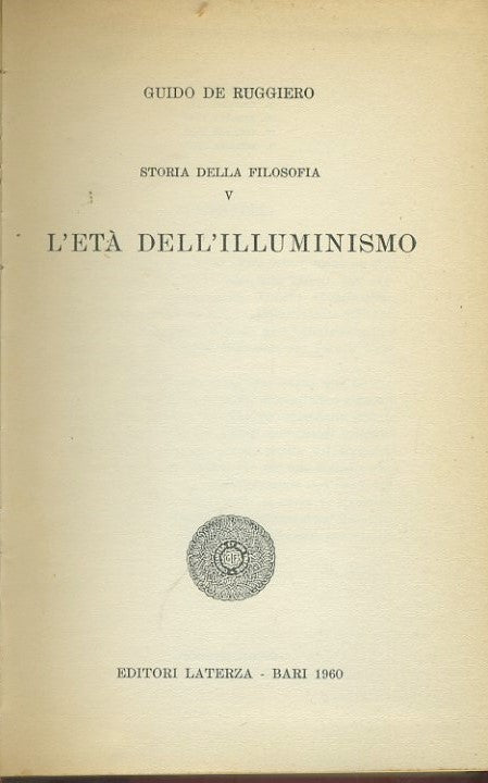 Storia della filosofia. Volume V. L'età dell'illuminismo - copertina