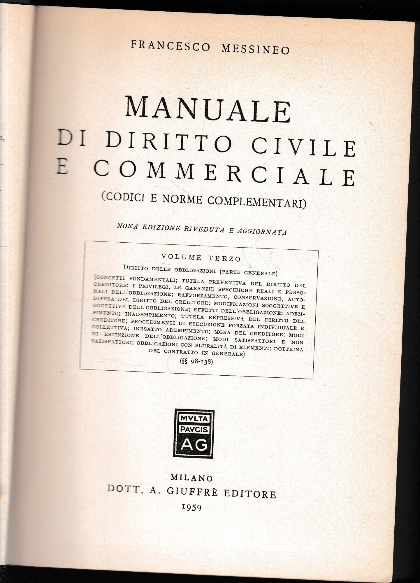 Manuale di Diritto Civile e Commerciale, vol. 3. - copertina