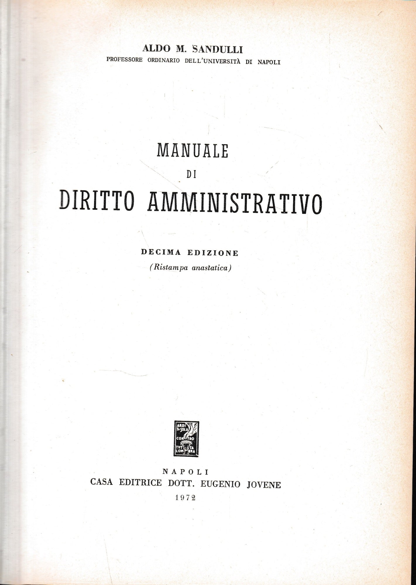 Manuale di Diritto Amministrativo - copertina