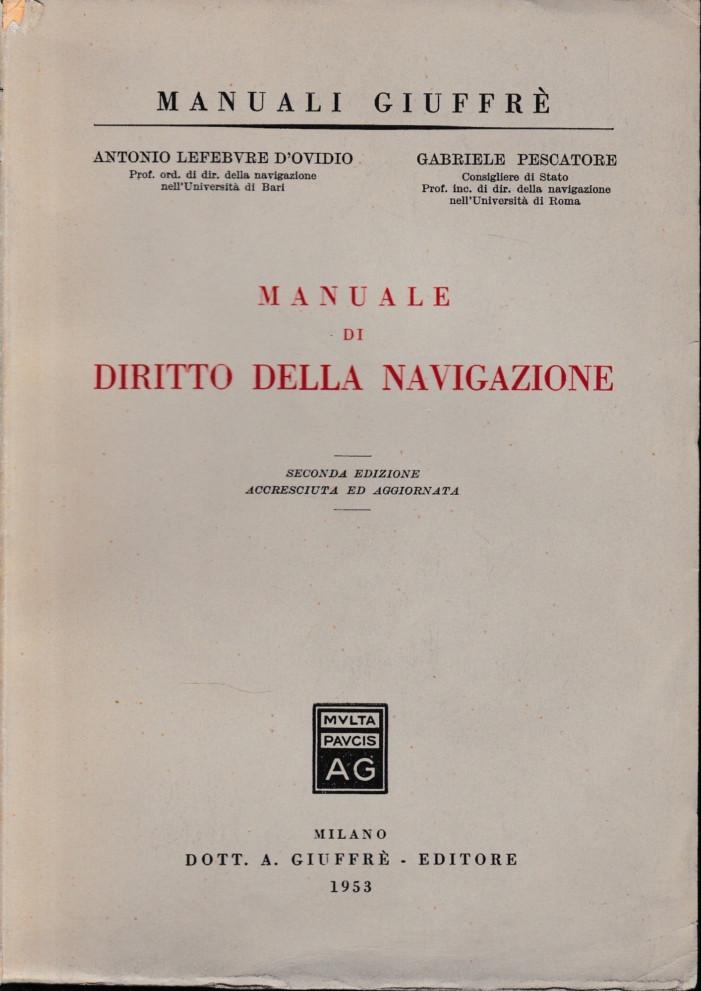 Manuale di diritto della navigazione - copertina