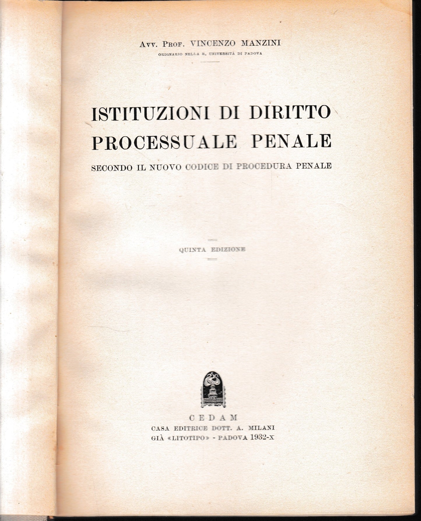 Istituzioni di Diritto Processuale Penale secondo il nuovo codice di procedura penale - copertina