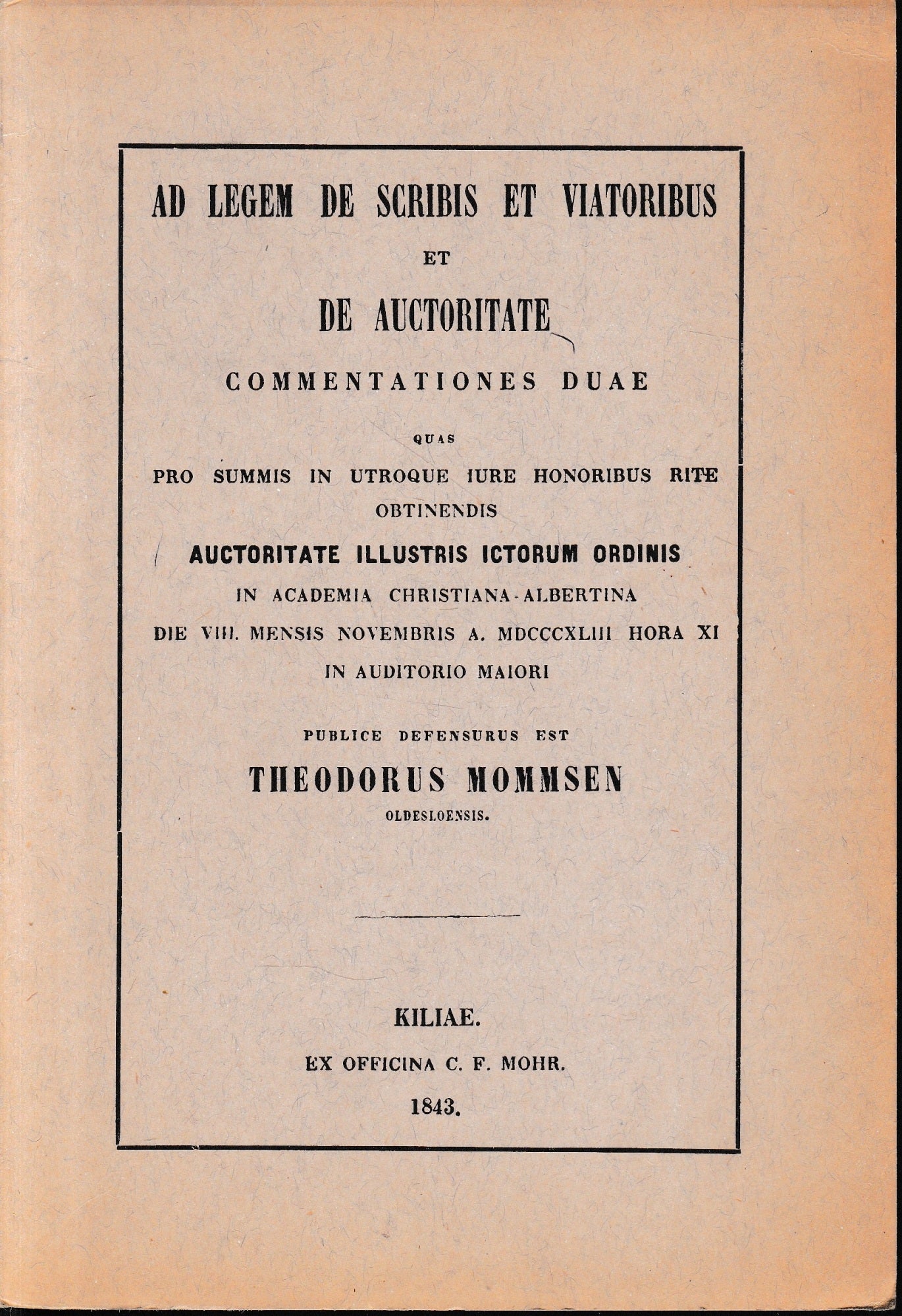 Ad legem de scribis et viatoribus et de autorictate. Ristampa anastatica. - copertina