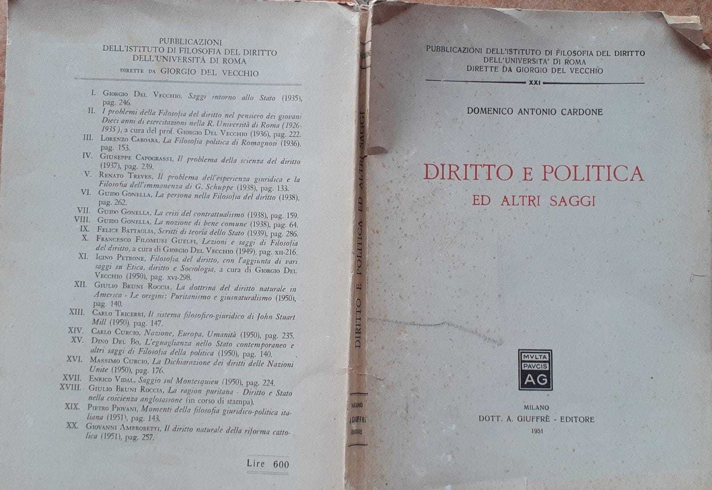 Diritto e politica ed altri saggi - copertina