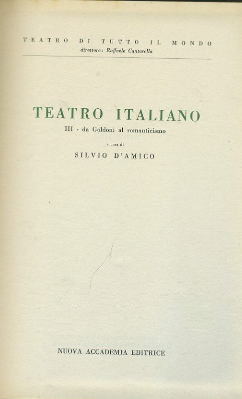 Teatro Italiano. III. Da Goldoni al romanticismo - copertina