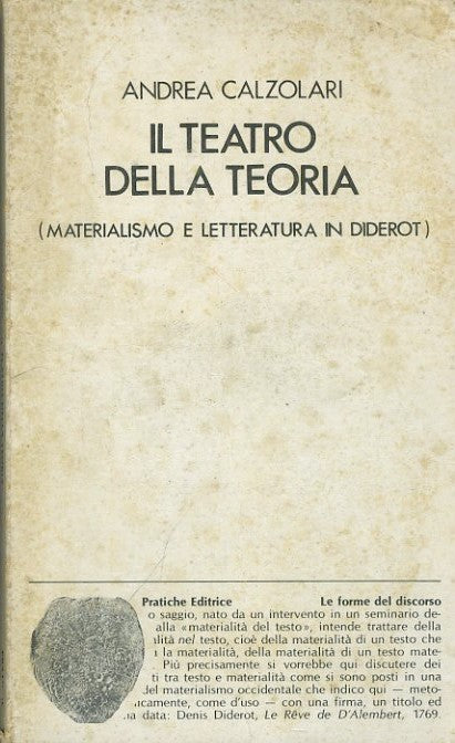 Il teatro della teoria. Materialismo e letteratura in Diderot - copertina
