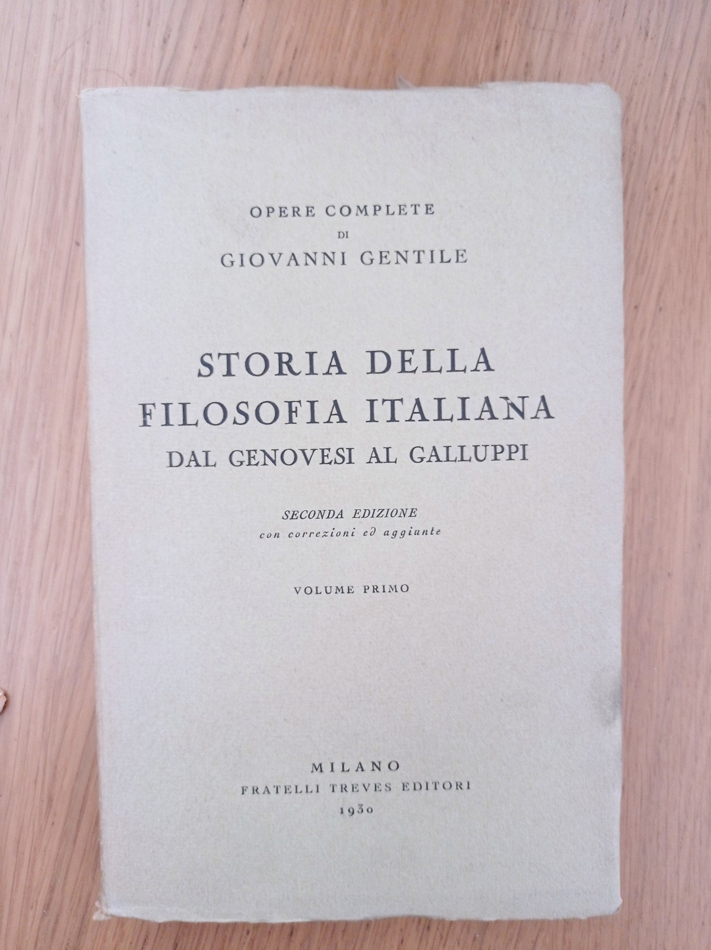 Storia della filosofia italiana dal Genovesi al Galluppi Vol. 1 - copertina