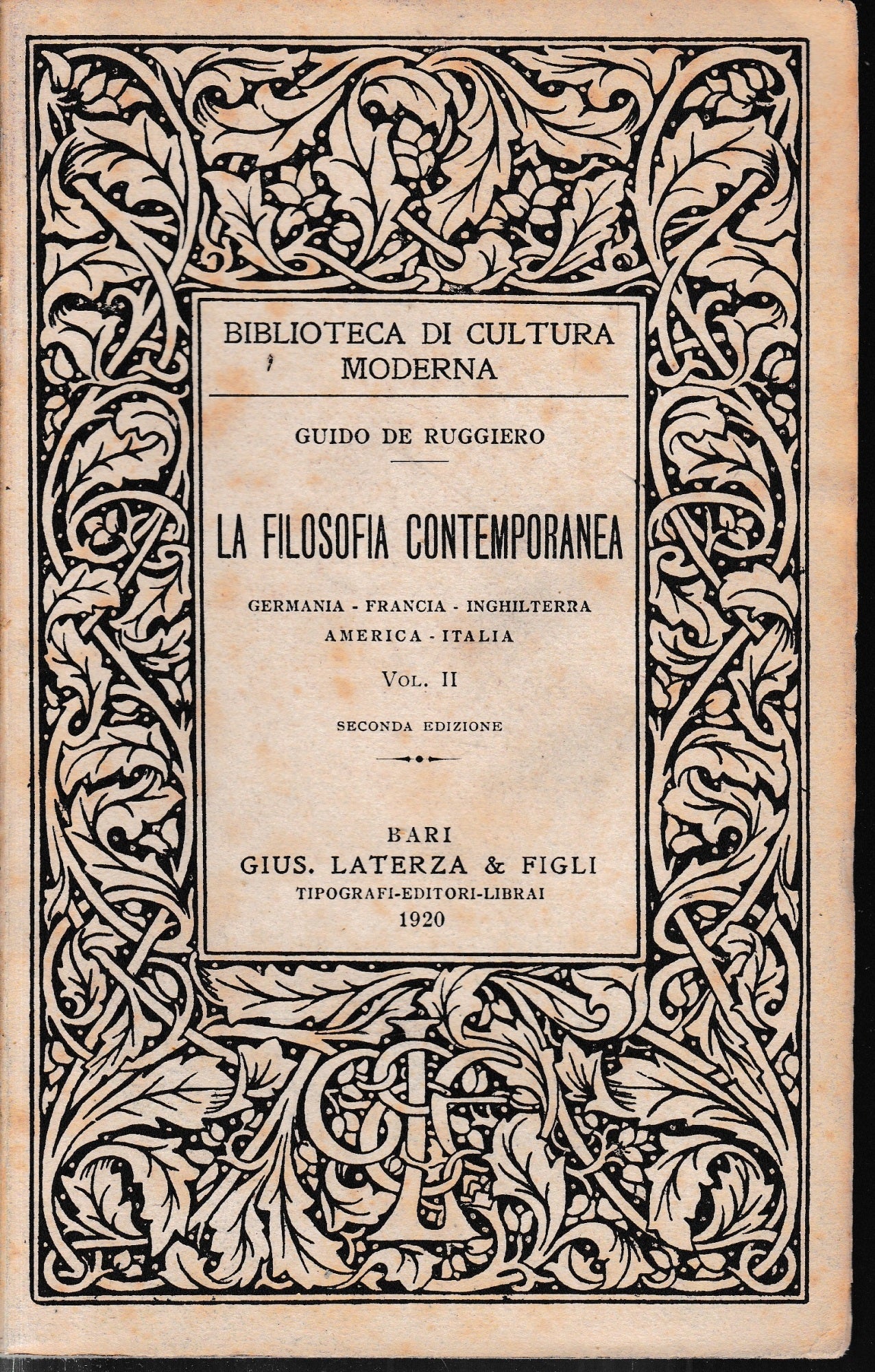 La filosofia contemporanea, vol. 2° - copertina