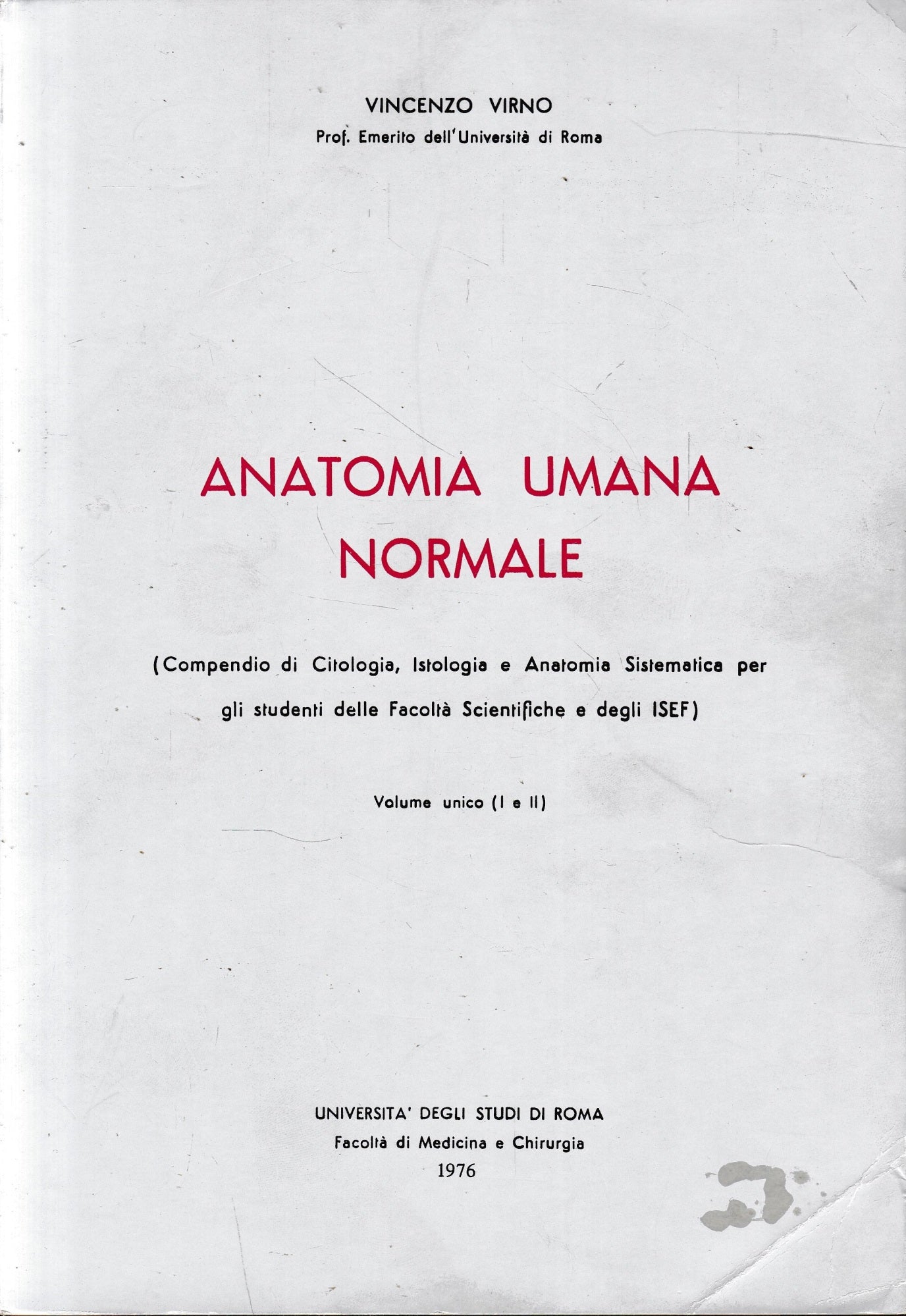 Anatomia umana normale, volume unico (I e II) - copertina
