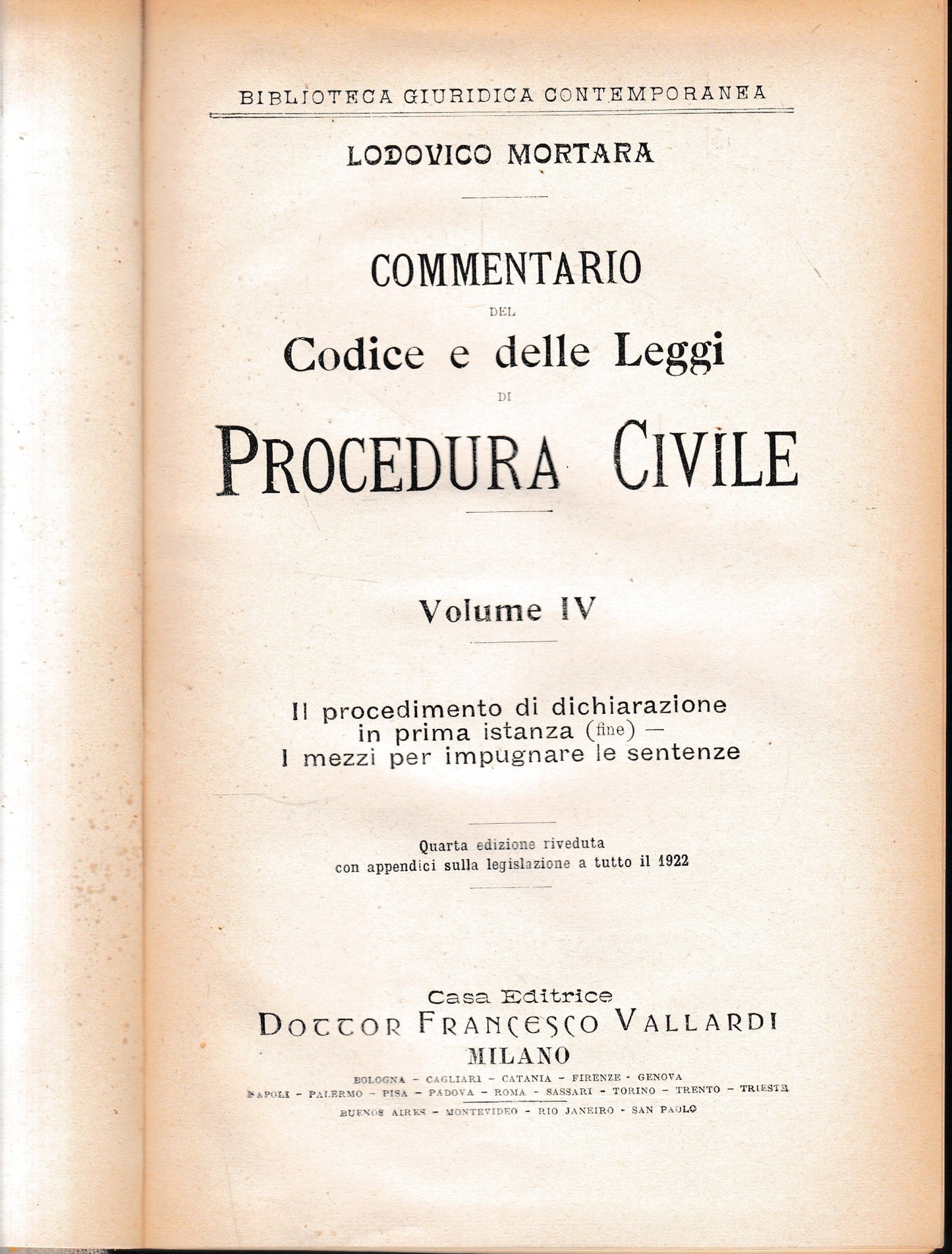 Commentario del Codice e delle Leggi di Procedura Civile, vol. 4° - copertina