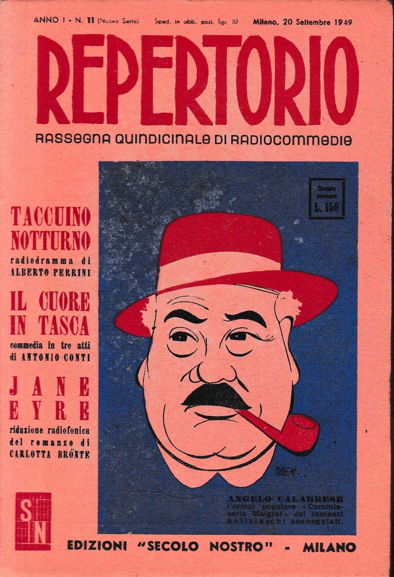 Repertorio. Rassegna quindicinale di radiocommedie. Anno 1, n. 11. 1949 - copertina
