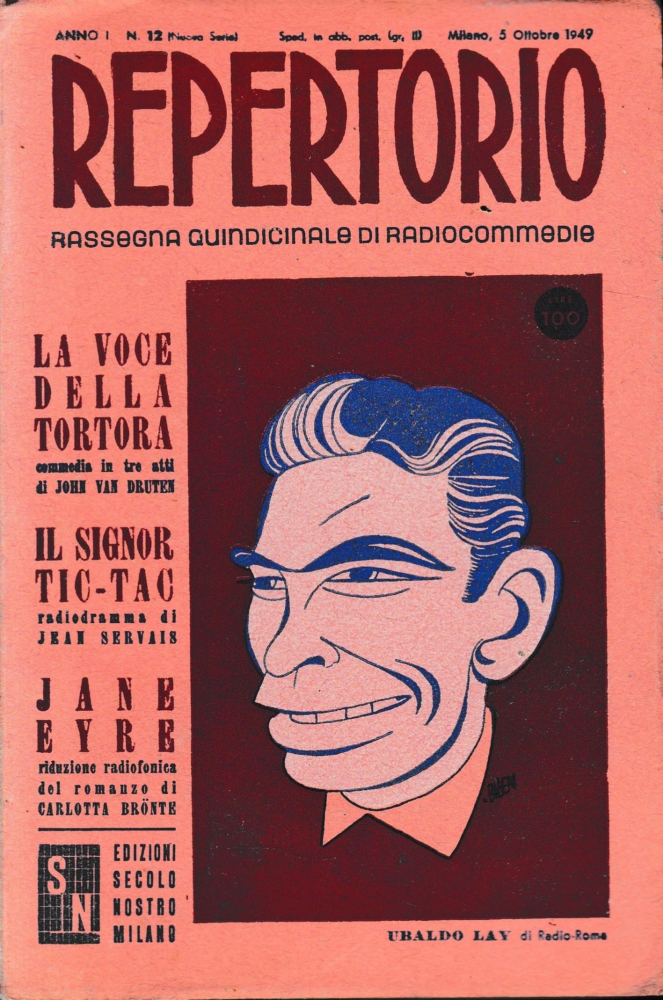 Repertorio. Rassegna quindicinale di radiocommedie. Anno 1, n. 12. 1949 - copertina