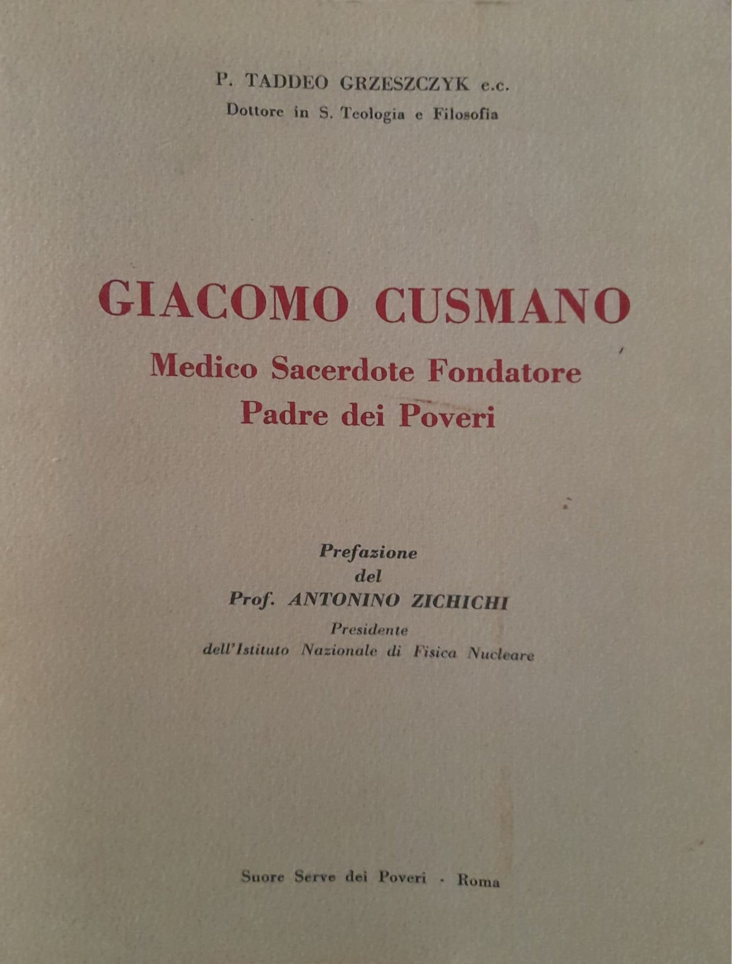 Giacomo Cusmano. Medico Sacerdote Fondatore Padre dei Poveri - copertina