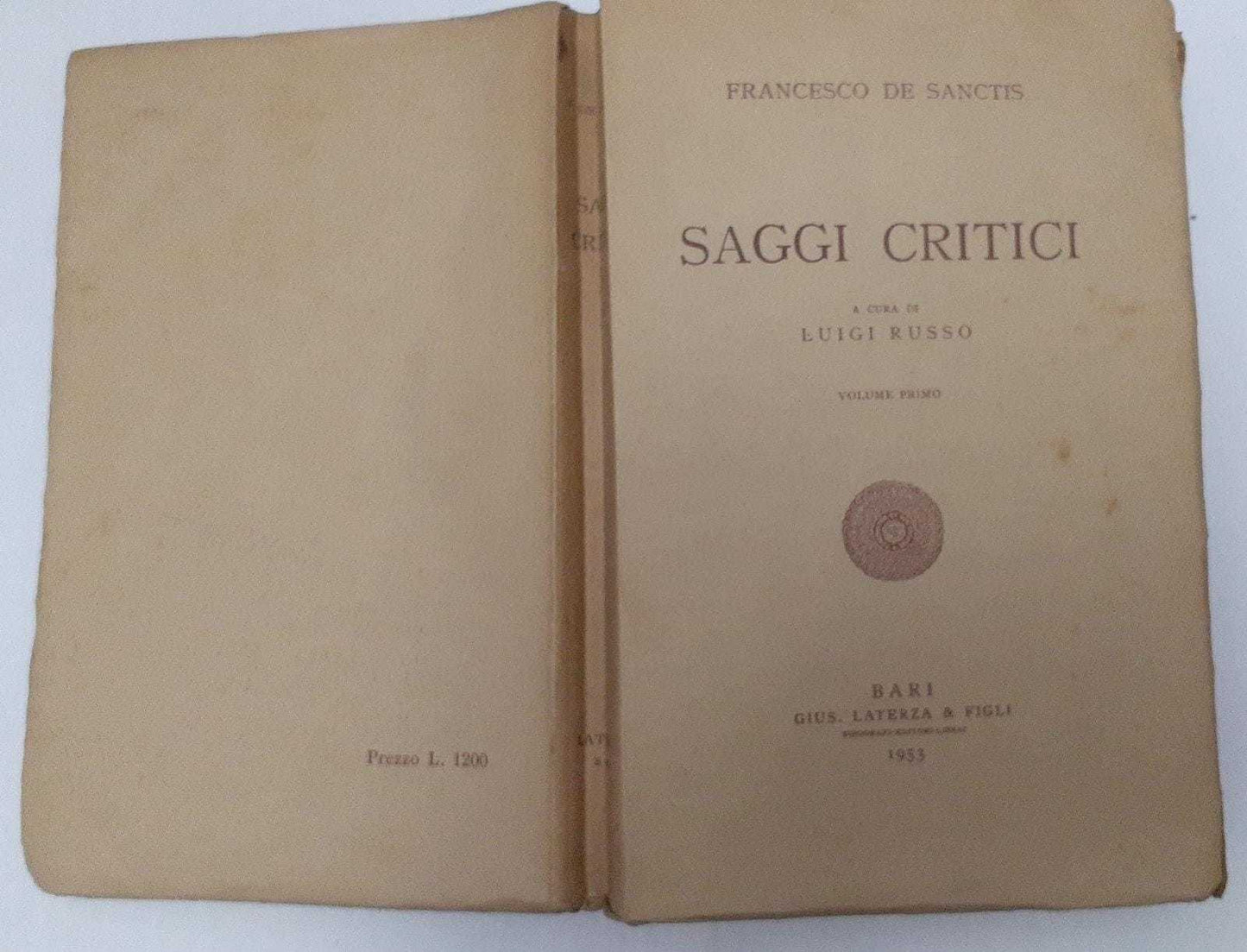Saggi critici a cura di Luigi Russo. Volume primo - copertina