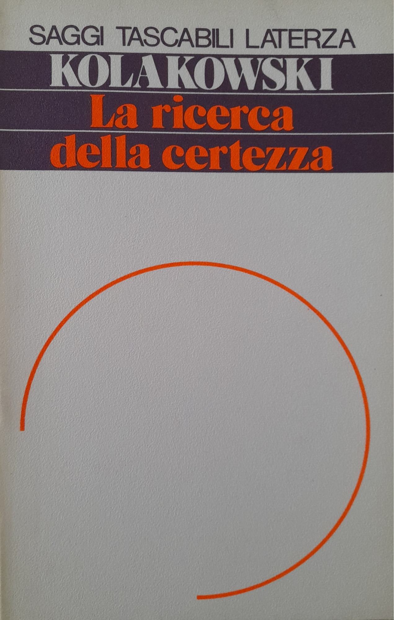 La ricerca della certezza - copertina